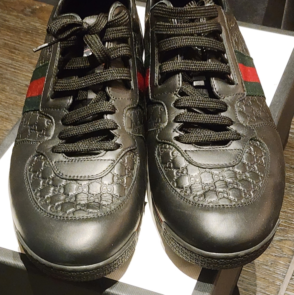 Gucci Men's Size Black 10 SL73 Guccissima Leather Sneaker - Picture 6 of 10